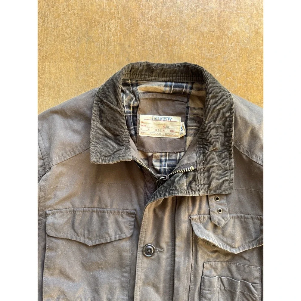 VTG 90s J.Crew Waxed British Millerain Lined Fishing Heavyweight Jacket Small
